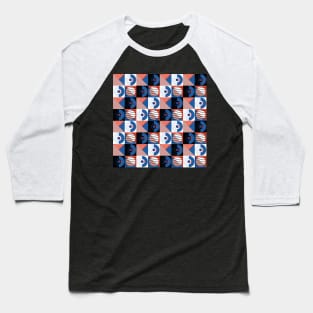 Orange 80s Memphis Geometric Abstract Checked Postmodern Pattern Baseball T-Shirt